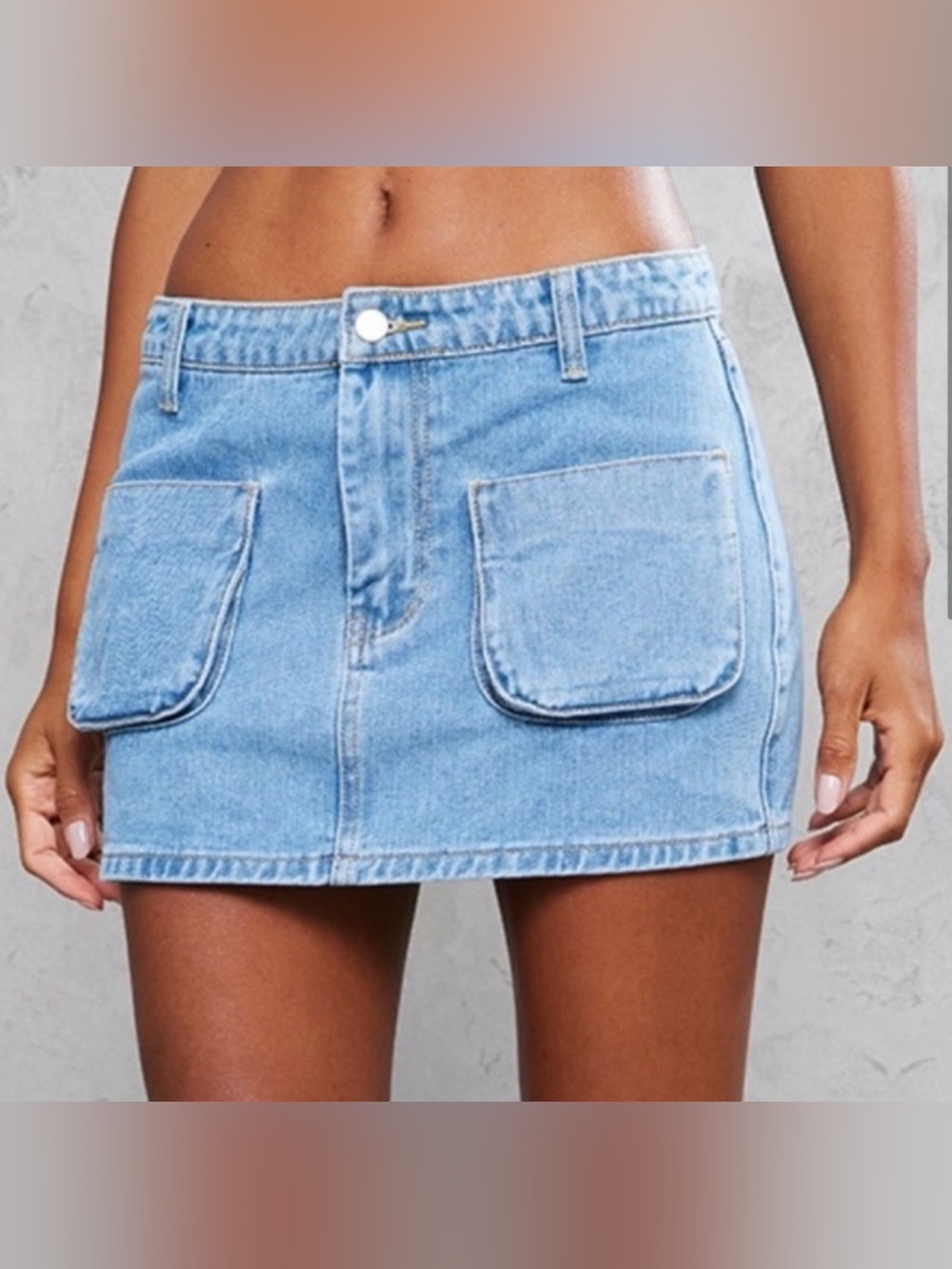 NWT PrettyLittleThing Light Blue Wash Cargo Pocket Denim Mini Skirt